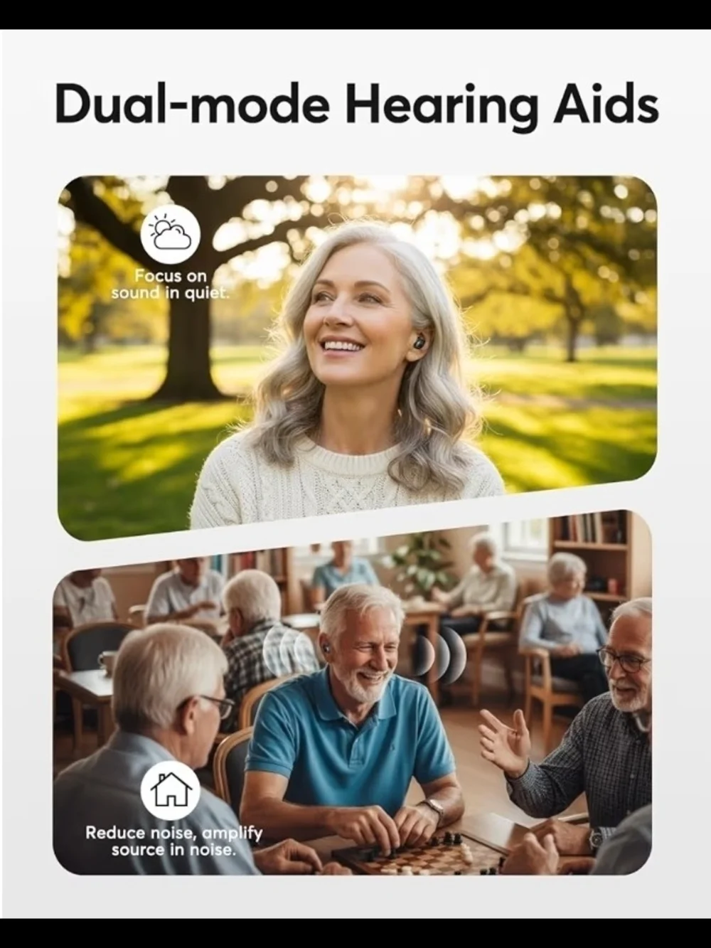 Black Wireless Hearing Aids with Charging Case